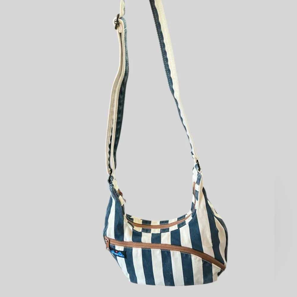 Kavu Canvas Hobo Bag Striped Sling Crossbody Adjustable Strap
